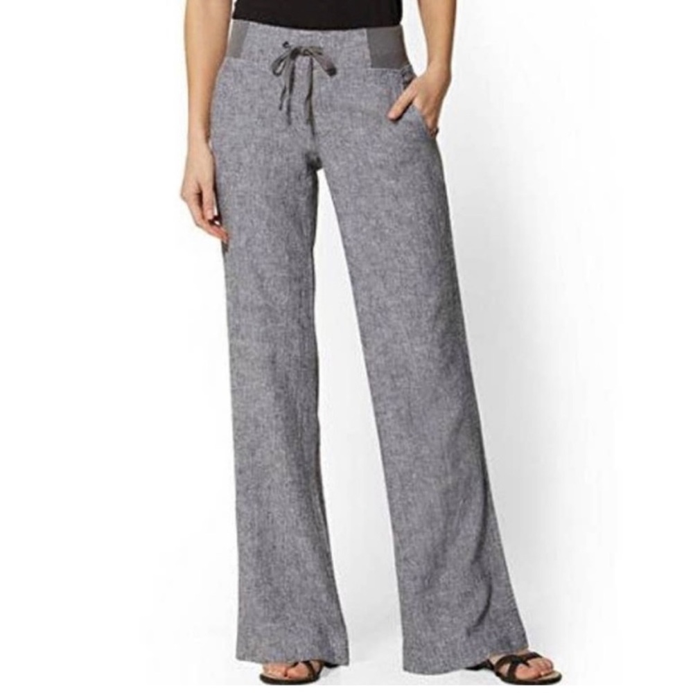 New York & Company Soho Street, Linen Drawstring Wide Leg Pants, Size XS